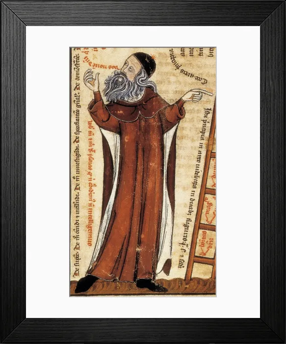 Framed Print : Breviculum ex Artibus Raimundi Lulli Electum. beg. 14th c. Detail with the figure of Ramon Llull from the miniature n