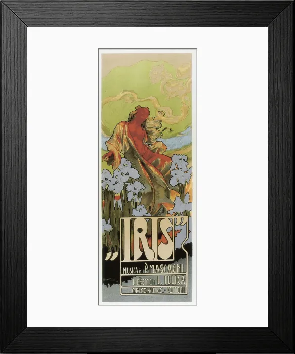 Framed Print : HOHENSTEIN, Adolf (1854-1928). Iris. 1898. Poster advertising the opera 'Iris', with music by Pietro Mascagni and libretto by Luigi Illica. Art Nouveau. Litography. - J
