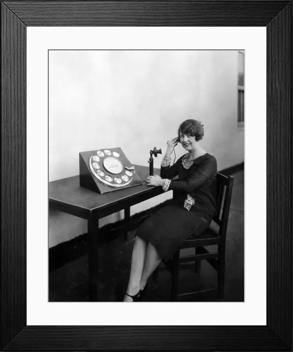 Framed Print : Telephone with a large rotary dial, circa 1927. Courtesy: CSU Archives / Everett Collection Framed Print : Telephone with a large rotary dial, circa 1927. Courtesy: CSU Archives / Everett Collection