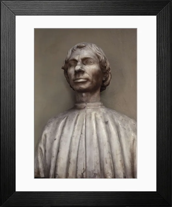 Framed Print : POLLAIOLO, Antonio Benci, called Antonio del (1431-1498). Portrait of Niccol Machiavelli. 1495. Renaissance art. Quattrocento. Sculpture on marble. ITALY. Florence