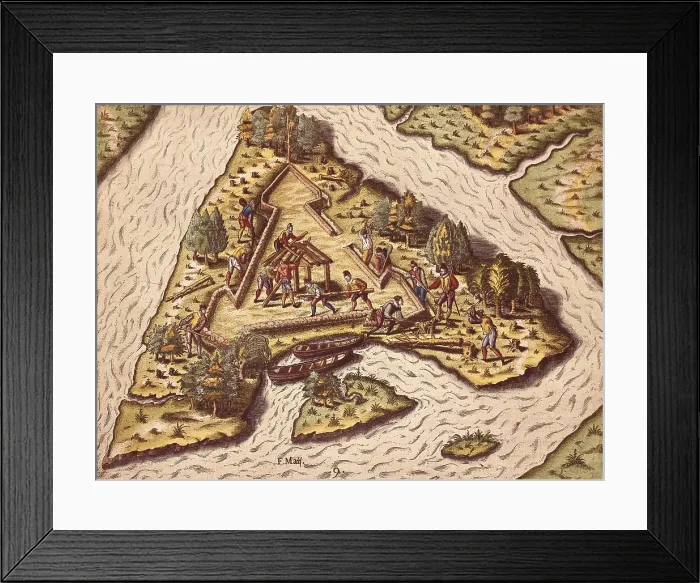 Framed Print : BRY, Theodor de (1528-1598); LE MOYNE DE MORGUES, Jacques (1533-1588). Brevis narratio eorum quae in Florida Americae Provincia Gallis acciderunt, secunda in allam Navigatione Framed Print : BRY, Theodor de (1528-1598); LE MOYNE DE MORGUES, Jacques (1533-1588). Brevis narratio eorum quae in Florida Americae Provincia Gallis acciderunt, secunda in allam Navigatione