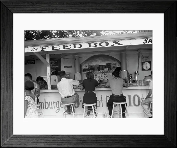 Framed Print : The Feed Box, Scene at Buckeye Lake Amusement Park, by Ben Shahn, near Columbus, Ohio, Summer, 1938