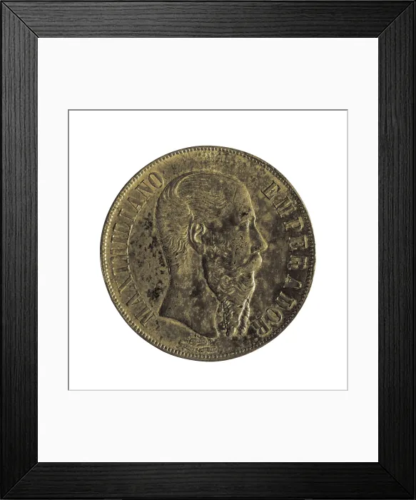 Framed Print : Maximilian (1832-1867). Archduke of Austria and emperor of Mexico (1864-1867). Coin. SPAIN. Barcelona. Numismatic Cabinet of Catalonia. AISA / Everett Collection**US SALES ONLY**