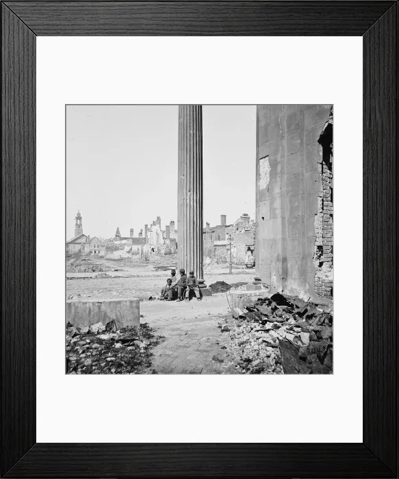 Framed Print : The Civil War, view of ruined buildings through porch of the Circular Church, at 150 Meeting Street, Charleston, South Carolina, 1865 Framed Print : The Civil War, view of ruined buildings through porch of the Circular Church, at 150 Meeting Street, Charleston, South Carolina, 1865