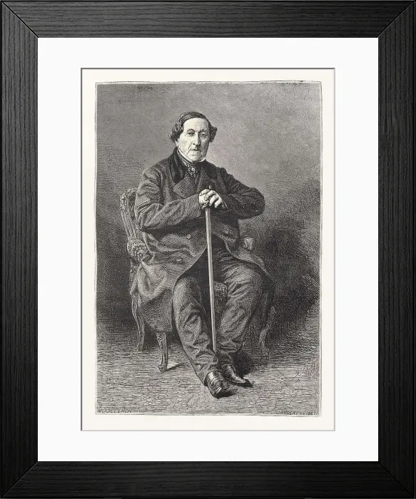 Framed Print : ROSSINI, Gioacchino (1792-1868). Portrait published at 'L'Illustration' in 1867. Engraving. SPAIN. Madrid. National Library. AISA / Everett Collection**US SALES ONLY**