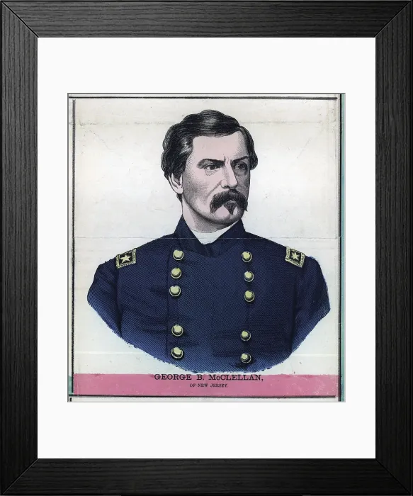 Framed Print : General George B. McClellan. Major General commanding U.S. Army. colored engraving ca. 1862