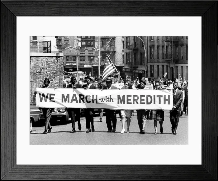 Framed Print : Demonstrators in the Bronx show their support for civil rights leader James Meredith after he was shot during his March Against Fear. Courtesy: CSU Archives / Everett Collection