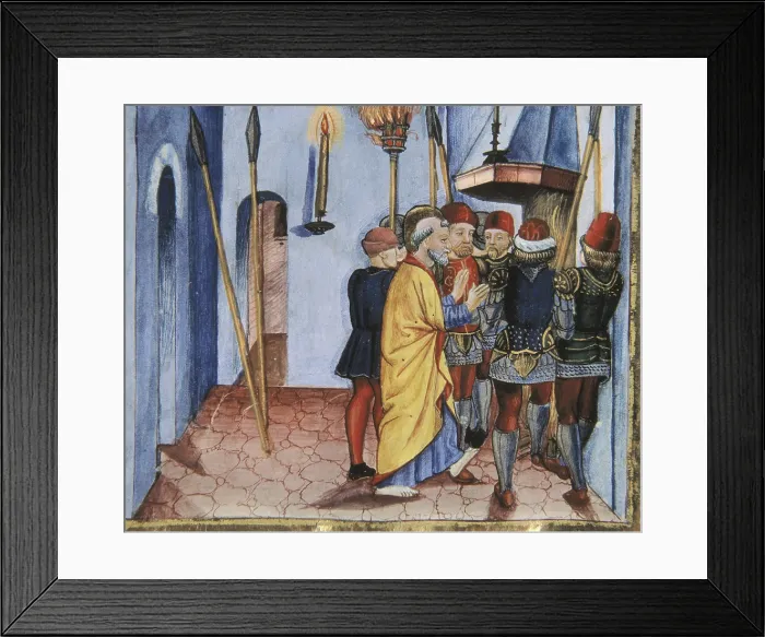 Framed Print : DE PREDIS, Cristoforo (1440-1486). Stories of Saint Joachim, Saint Anne, Virgin Mary, Jesus, the Baptist and the End of the World. 1476