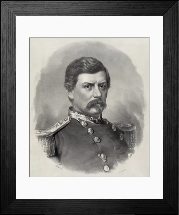 Framed Print : General George B. McClellan. Major General commanding U.S. Army. engraved portrait, ca. 1862 Framed Print : General George B. McClellan. Major General commanding U.S. Army. engraved portrait, ca. 1862
