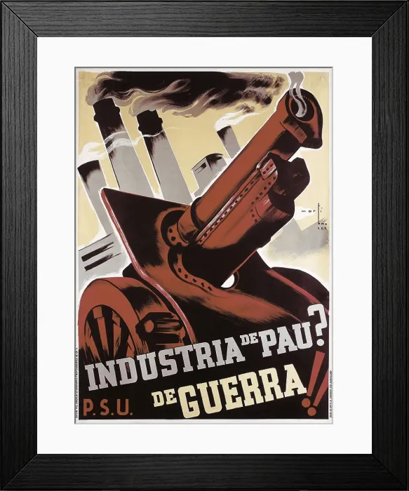 Framed Print : Spanish Civil War (1936-1939). 'Indstria de pau? De guerra!!' (Peace Industry? Industry of war!). Poster. AISA / Everett Collection (70904)**US SALES ONLY** Framed Print : Spanish Civil War (1936-1939). 'Indstria de pau? De guerra!!' (Peace Industry? Industry of war!). Poster. AISA / Everett Collection (70904)**US SALES ONLY**