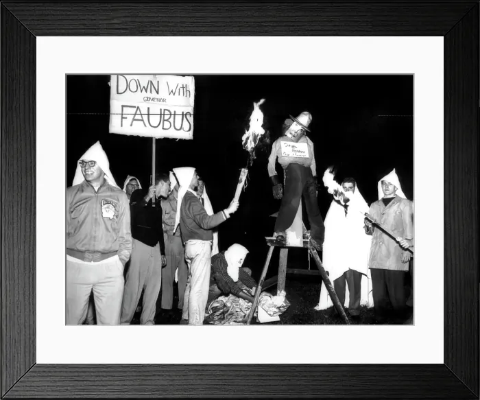 Framed Print : University of Toronto students burning an effigy of Arkansas Governor Orval Faubus (D). Toronto, Ontario, Canada. 10 / 08 / 57. Courtesy: CSU Archives  /  Everett Collection