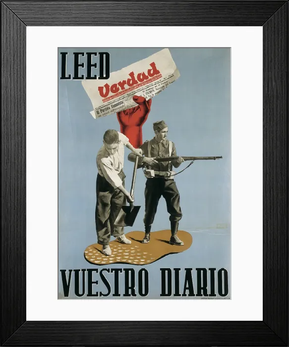Framed Print : Spanish Civil War (1936-1939). 'Leed Verdadvuestro diario' (Read Verdad (Truth)your newspaper). Unified journal of the communist and socialist parties. Poster. SPAIN Framed Print : Spanish Civil War (1936-1939). 'Leed Verdadvuestro diario' (Read Verdad (Truth)your newspaper). Unified journal of the communist and socialist parties. Poster. SPAIN