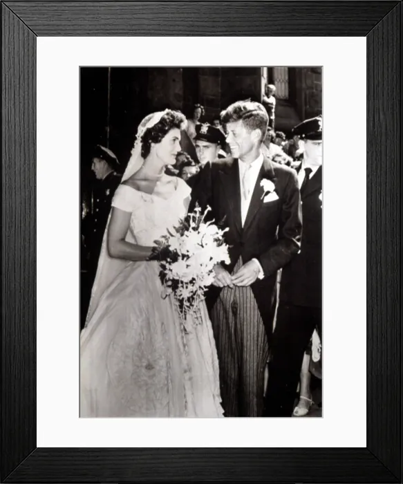 Framed Print : Jacqueline Bouvier and John F. Kennedy's wedding in Newport, Rhode Island, in 1953 Framed Print : Jacqueline Bouvier and John F. Kennedy's wedding in Newport, Rhode Island, in 1953