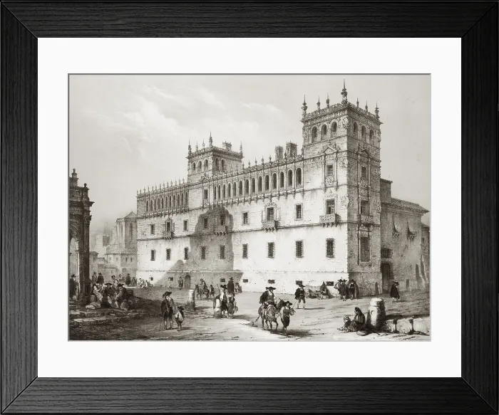 Framed Print : Spain (19th c.). Salamanca. The Palace of the Count of Monterrey. Original drawing by Jenaro Prez Villaamil for the work 'Espaa Artstica y Monumental' (1865)