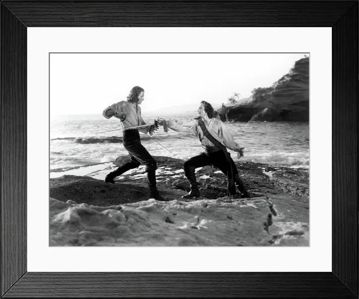 Framed Print : CAPTAIN BLOOD, Errol Flynn, Basil Rathbone, 1935 Framed Print : CAPTAIN BLOOD, Errol Flynn, Basil Rathbone, 1935