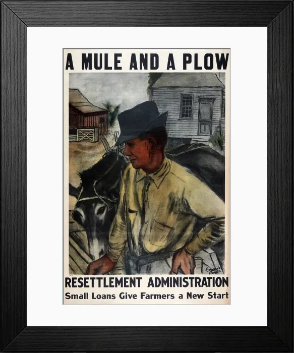 Framed Print : A Mule and a Plow. Resettlement Administration- Small loans give farmers a new start Bernarda Bryson, ca. 1936