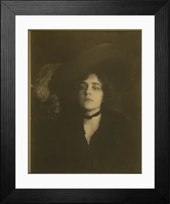 Framed Print : The Gainsborough hat, Ethel Reed in plumed hat, photograph by F. Holland Day, circa late 1890s Framed Print : The Gainsborough hat, Ethel Reed in plumed hat, photograph by F. Holland Day, circa late 1890s