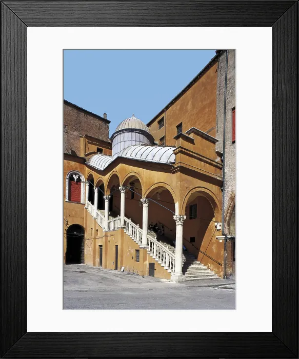 Framed Print : ITALY. EMILIA-ROMAGNA. FERRARA. Ferrara. Staircase in the inner yard of Palazzo Communale, building by Pietro Benvenuti (Venetian Renaissance, 1481)