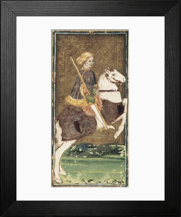 Framed Print : BEMBO, Bonifacio (1420-1482). The Visconti Tarot. mid. 15th c. Horse card. Painting. ITALY. Bergamo. Galleria dell'Accademia Carrara (Carrara Academy Gallery)