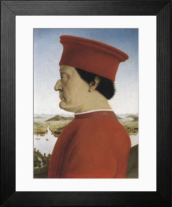 Framed Print : PIERO DELLA FRANCESCA (1416-1492). The Duke and Duches of Urbino. 1465-1466. Portrait of Federico da Montefeltro. Renaissance art. Quattrocento. Oil on canvas. ITALY. Florence