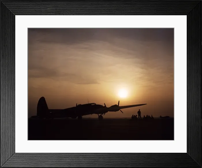 Framed Print : Silhouette of a flying fortress and crew, Langley Field, Va 1942
