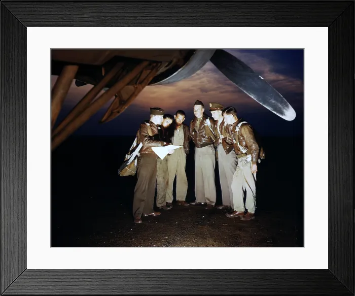Framed Print : A combat crew receives final instructions just before taking off in a mighty YB-17 bomber from a bombardment squadron base at the field, Langley Field, Va 1942 Framed Print : A combat crew receives final instructions just before taking off in a mighty YB-17 bomber from a bombardment squadron base at the field, Langley Field, Va 1942
