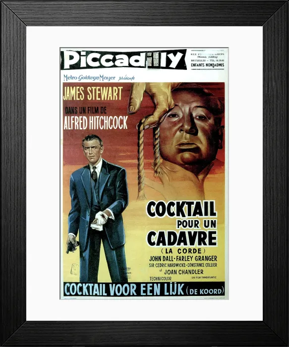 Framed Print : ROPE, (aka COCKTAIL PUR UN CADAVRE), James Stewart, director Alfred Hitchcock, 1948