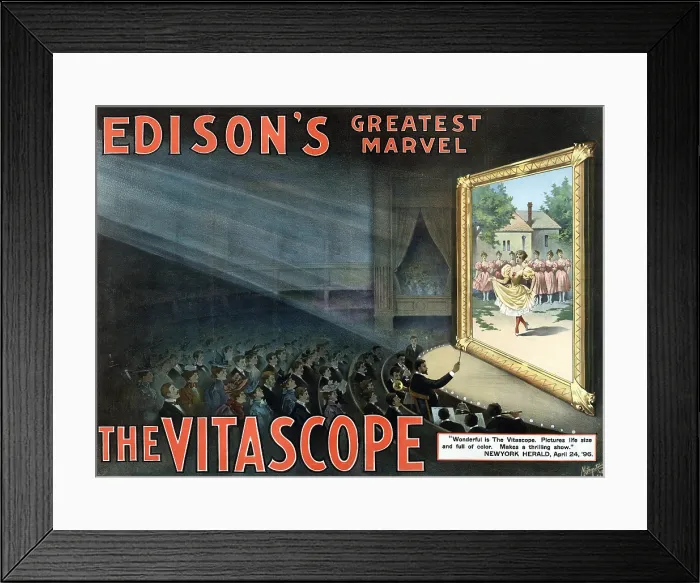 Framed Print : Vitascope, an early motion picture projector, circa 1896