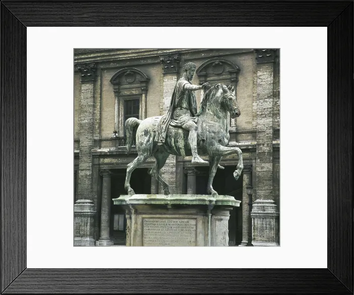 Framed Print : MARCUS AURELIUS, Caesar Marcus Aurelius Antoninus Augustus (121-180). Replica from the original conservated at the Capitoline Museums. Roman art. Early Empire Framed Print : MARCUS AURELIUS, Caesar Marcus Aurelius Antoninus Augustus (121-180). Replica from the original conservated at the Capitoline Museums. Roman art. Early Empire