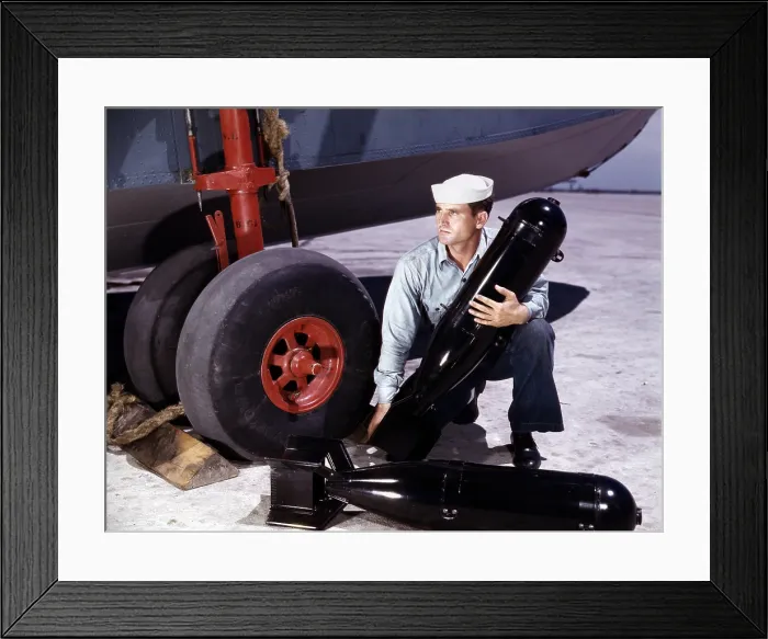 Framed Print : US Navy, loading bombs at the Naval Air Base, Corpus Christi, Texas 1942