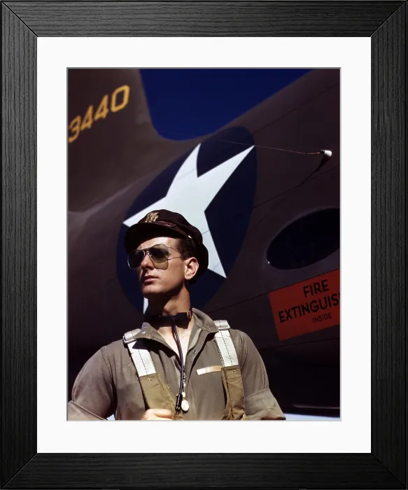 Framed Print : Army test pilot, Douglas Aircraft Company plant at Long Beach, California, 1942