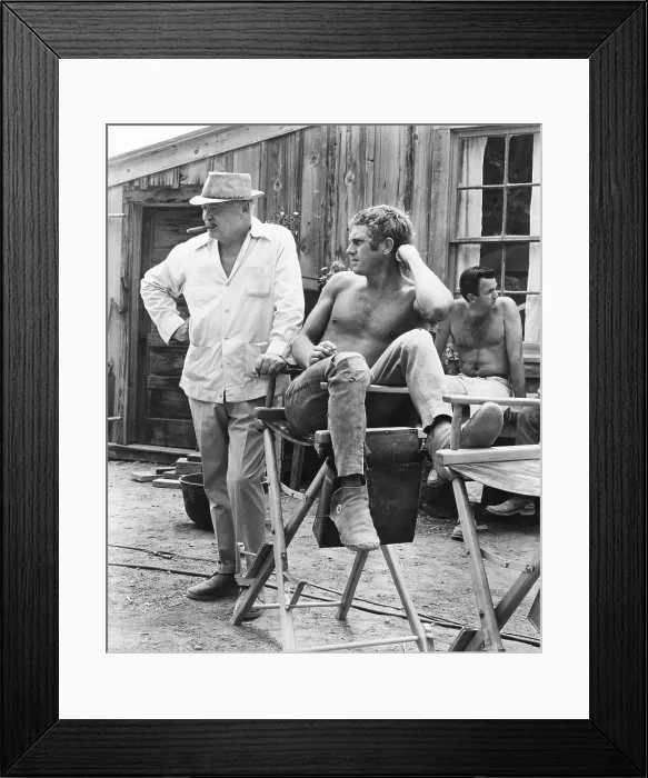 Framed Print : NEVADA SMITH, from left: director Henry Hathaway, Steve McQueen on set, 1966