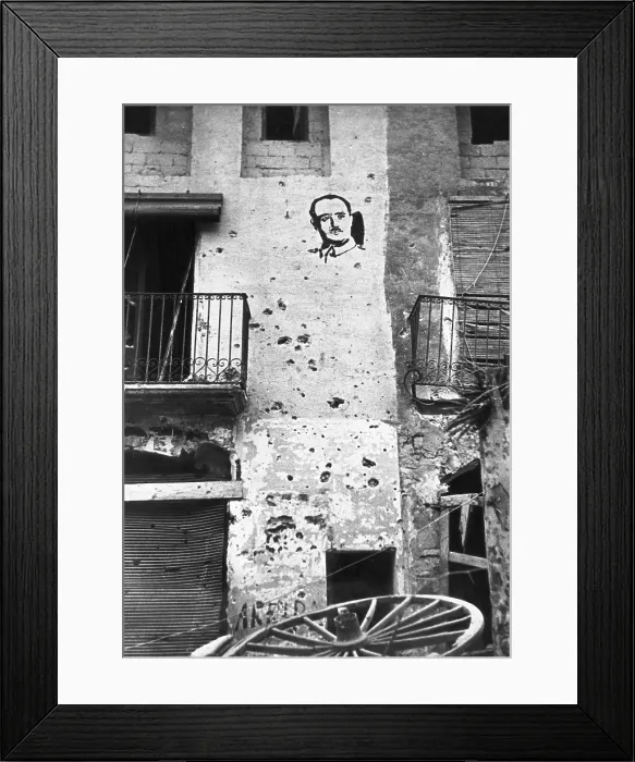 Framed Print : Spanish Civil War (1936-1939). Franco's portrait on a faade. AISA / Everett Collection (95491)**US SALES ONLY**