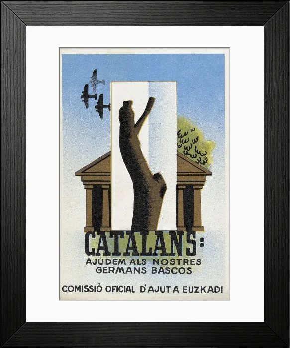 Framed Print : Spanish Civil War (1936-1939). 'Catalans: ajudem als nostres germans bascos' (Catalans: let's help our Basque brothers)