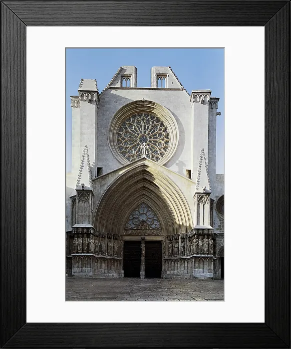 Framed Print : Tarragona Cathedral of St. Mary. 1170-1331. SPAIN. Tarragona. Cathedral of St. Mary. Main facade. Gothic art. Architecture. AISA / Everett Collection (84377)**US SALES ONLY**
