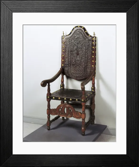 Framed Print : Chair with engraved leather. Architecture. SPAIN. Igualada. Museu de la Pell dIgualada. AISA / Everett Collection (84383)**US SALES ONLY** Framed Print : Chair with engraved leather. Architecture. SPAIN. Igualada. Museu de la Pell dIgualada. AISA / Everett Collection (84383)**US SALES ONLY**