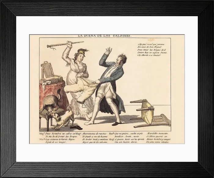 Framed Print : The owner of the pants (19th c.). Engraving. SPAIN. Madrid. Museo de Historia. AISA / Everett Collection (85786)**US SALES ONLY**