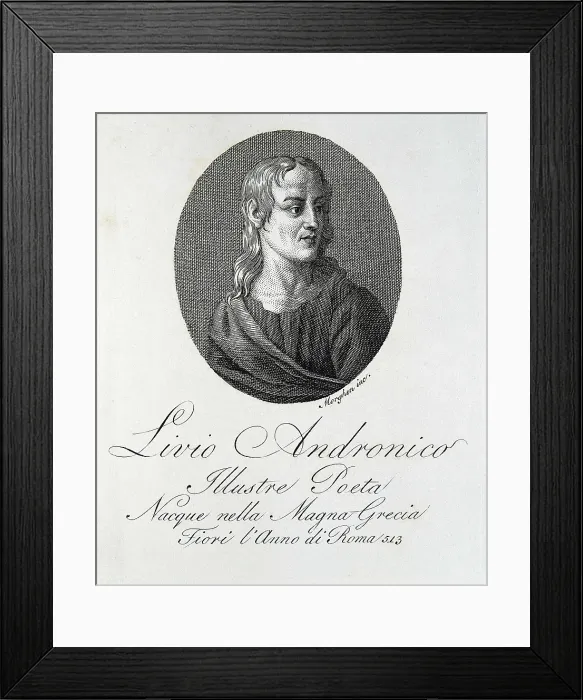 Framed Print : Livius Andronicus, Lucius (c.284-c.204BC). Illustration of the work 'Biografa degli uomini del regno de Napoli' (Biography of the men from the Kingdom of Naples)(1814)