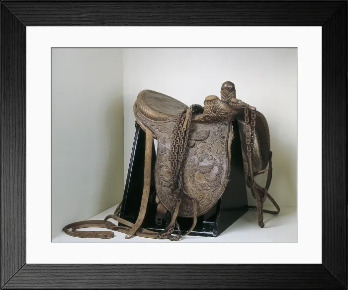 Framed Print : Saddle (19th c.) belonging to the Infanta Isabelsister of the king Alfonso XII of Spain. Leather. SPAIN. Igualada. Museu de la Pell dIgualada Framed Print : Saddle (19th c.) belonging to the Infanta Isabelsister of the king Alfonso XII of Spain. Leather. SPAIN. Igualada. Museu de la Pell dIgualada