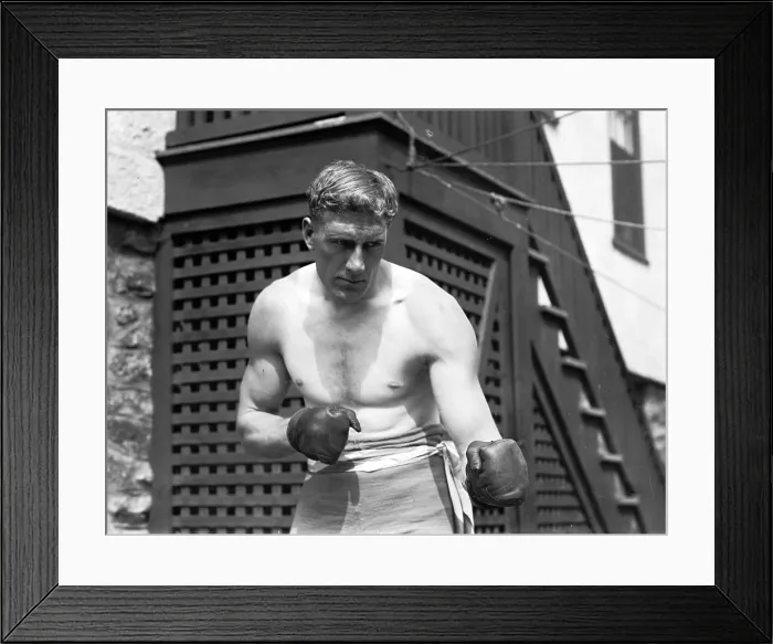Framed Print : Boxing. Bombardier Billy Wells, English boxer, preparing in Rye, N.Y. for fight with Al Panzer. ca. 1912 Framed Print : Boxing. Bombardier Billy Wells, English boxer, preparing in Rye, N.Y. for fight with Al Panzer. ca. 1912