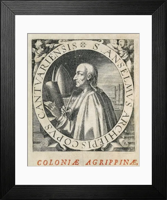 Framed Print : Anselm Of Canterbury, Saint (1033-1109). Saint Anselm of Canterbury, engraved in 1612. Engraving. SPAIN. Barcelona. Public Episcopal Library of the Barcelona Seminary