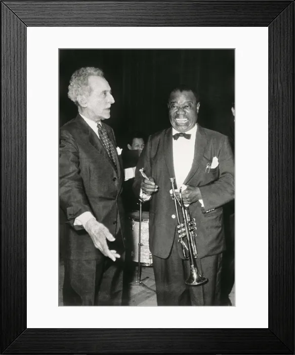 Framed Print : COCTEAU, Jean (1889-1963); ARMSTRONG, Louis (1900-1971). Portrait of Louis Armstrong with Jean Cocteau. AISA / Everett Collection**US SALES ONLY**