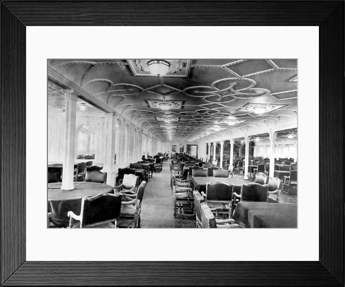 Framed Print : The dining room of the RMS Titanic, which sank after hitting an iceberg on its maiden voyage, 1912. Courtesy: CSU Archives / Everett Collection