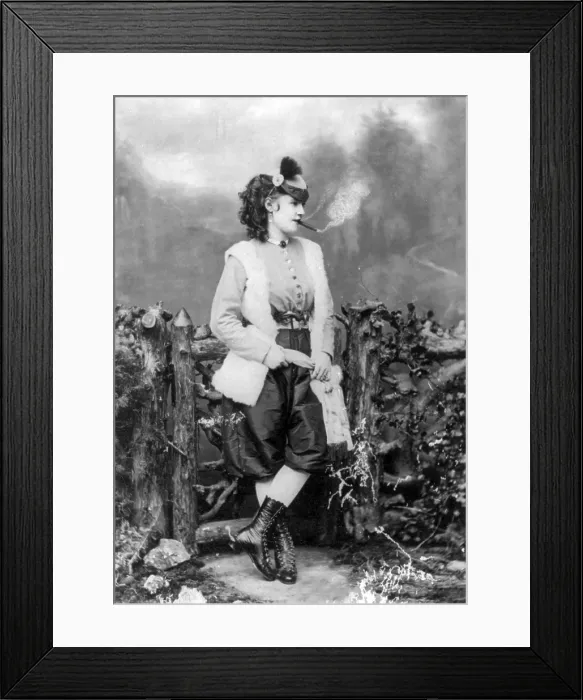 Framed Print : Lotta Crabtree (1847-1924), American entertainer, Lotta Crabtree, full-length portrait, facing right, smoking cigar, photograph by J. Gurney & Son, 1868 Framed Print : Lotta Crabtree (1847-1924), American entertainer, Lotta Crabtree, full-length portrait, facing right, smoking cigar, photograph by J. Gurney & Son, 1868