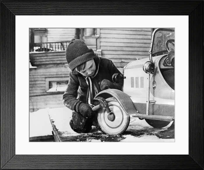 Framed Print : A young boy playing with a toy car, 1936.. Courtesy: CSU Archives / Everett Collection Framed Print : A young boy playing with a toy car, 1936.. Courtesy: CSU Archives / Everett Collection