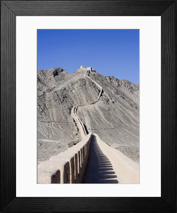 Framed Print : CHINA. Jiayuguan. The Silk Road. Gansu Province. Gobi desert. Jiayuguan City. Overhanging Great Wall. AISA / Everett Collection**US SALES ONLY**