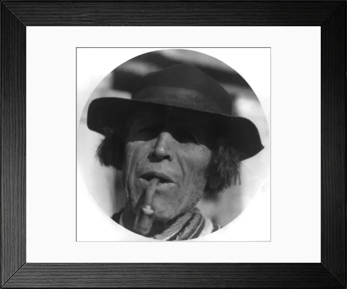 Framed Print : Tatra mountaineer smoking pipe, Poland, photograph, 1920