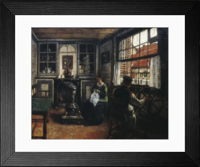 Framed Print : BRAEKELEERHenri de (1840-1888). The Spinner. end 19th c. Oil on canvas. BELGIUM. Tournai. Fine Arts Museum. AISA / Everett Collection (84775)**US SALES ONLY**