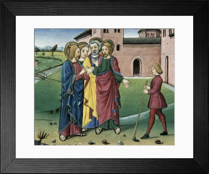 Framed Print : DE PREDIS, Cristoforo (1440-1486). Stories of Saint Joachim, Saint Anne, Virgin Mary, Jesus, the Baptist and the End of the World. 1476