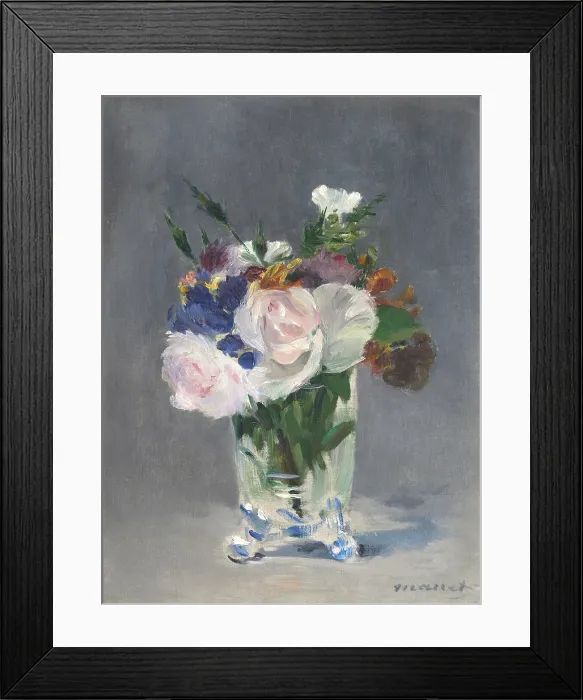 Framed Print : Flowers in a Crystal Vase, by Edouard Manet, 1882, French painting, oil on canvas